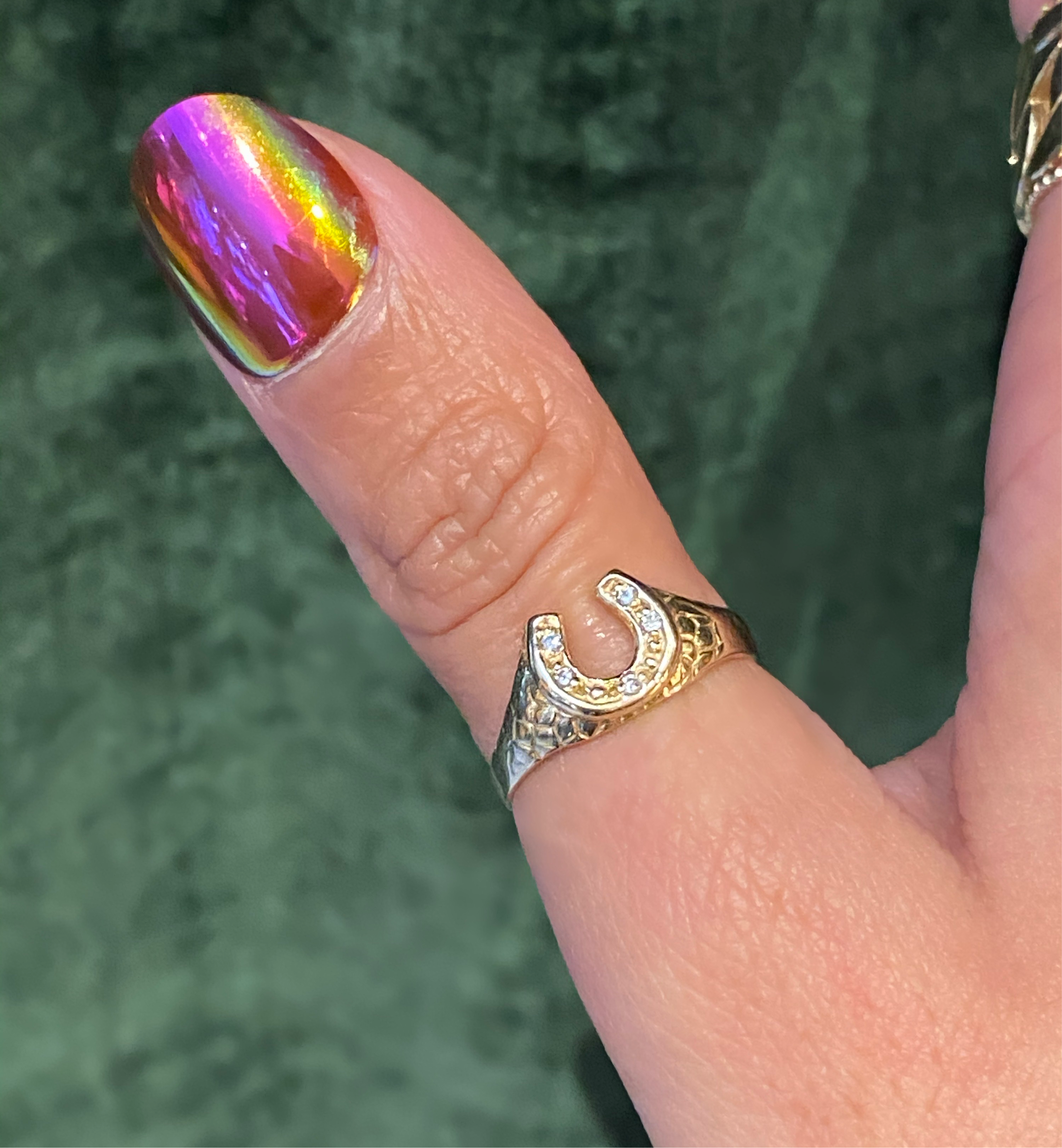 LUCKY YOU HORSESHOE DIAMOND PINKY RING Justine Legold Jewelry